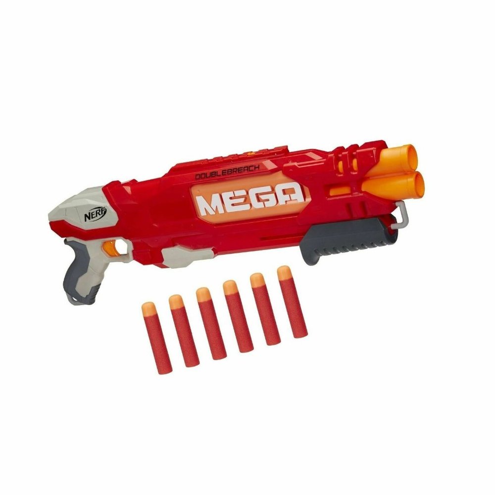 NEW NERF Toy Gun Mega Doublebreach with Darts Red